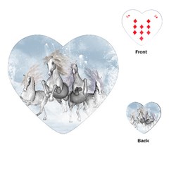 Awesome Running Horses In The Snow Playing Cards (heart)  by FantasyWorld7