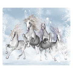 Awesome Running Horses In The Snow Double Sided Flano Blanket (small)  by FantasyWorld7