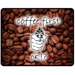 Coffee First, Ok Fleece Blanket (medium)  by stockimagefolio1