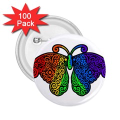 Rainbow Butterfly  2 25  Buttons (100 Pack)  by Valentinaart