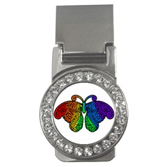 Rainbow Butterfly  Money Clips (cz)  by Valentinaart