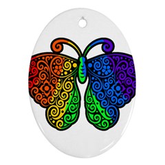 Rainbow Butterfly  Oval Ornament (two Sides) by Valentinaart