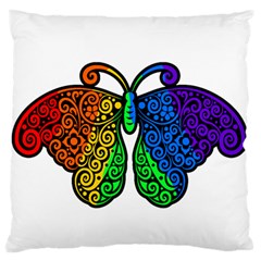 Rainbow Butterfly  Large Flano Cushion Case (two Sides) by Valentinaart