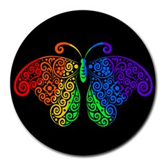 Rainbow butterfly  Round Mousepads