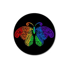 Rainbow Butterfly  Magnet 3  (round) by Valentinaart