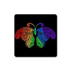 Rainbow butterfly  Square Magnet