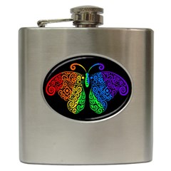 Rainbow Butterfly  Hip Flask (6 Oz) by Valentinaart