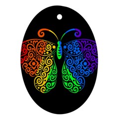 Rainbow butterfly  Oval Ornament (Two Sides)