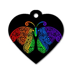 Rainbow butterfly  Dog Tag Heart (Two Sides)