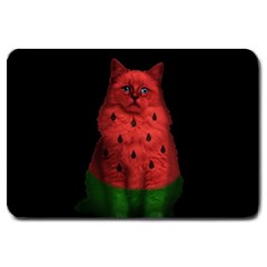 Watermelon Cat Large Doormat  by Valentinaart