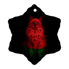 Watermelon Cat Ornament (snowflake) by Valentinaart