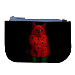 Watermelon Cat Large Coin Purse by Valentinaart