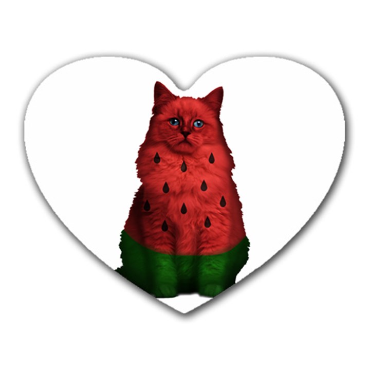 Watermelon cat Heart Mousepads