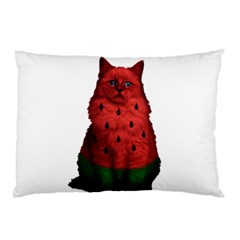 Watermelon Cat Pillow Case (two Sides) by Valentinaart