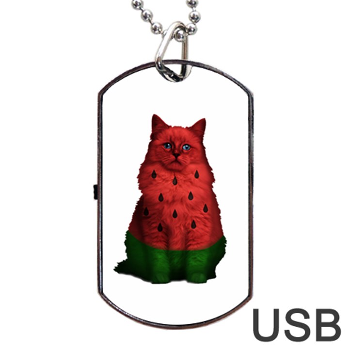 Watermelon cat Dog Tag USB Flash (One Side)