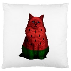 Watermelon Cat Large Cushion Case (one Side) by Valentinaart