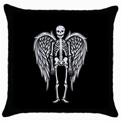 Angel Skeleton Throw Pillow Case (black) by Valentinaart