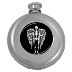 Angel Skeleton Round Hip Flask (5 Oz) by Valentinaart