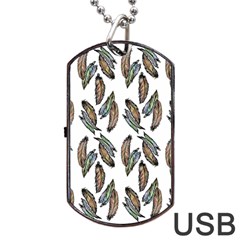 Feather Pattern Dog Tag Usb Flash (one Side) by Valentinaart