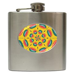 Textured Tropical Mandala Hip Flask (6 Oz) by linceazul