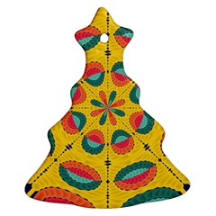 Textured Tropical Mandala Christmas Tree Ornament (two Sides) by linceazul