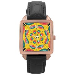 Textured Tropical Mandala Rose Gold Leather Watch  by linceazul