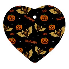 Bat, Pumpkin And Spider Pattern Ornament (heart) by Valentinaart