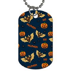 Bat, Pumpkin And Spider Pattern Dog Tag (two Sides) by Valentinaart