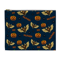 Bat, Pumpkin And Spider Pattern Cosmetic Bag (xl)