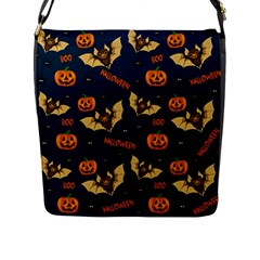 Bat, Pumpkin And Spider Pattern Flap Messenger Bag (l)  by Valentinaart