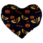 Bat, pumpkin and spider pattern Large 19  Premium Flano Heart Shape Cushions Front