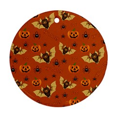 Bat, pumpkin and spider pattern Ornament (Round)