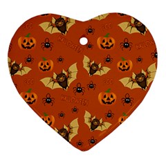 Bat, pumpkin and spider pattern Ornament (Heart)