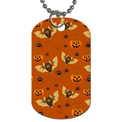 Bat, Pumpkin And Spider Pattern Dog Tag (one Side) by Valentinaart
