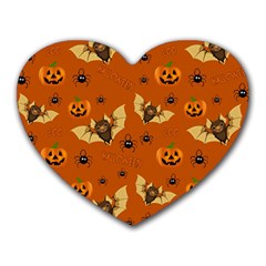 Bat, pumpkin and spider pattern Heart Mousepads