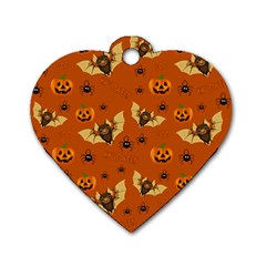 Bat, pumpkin and spider pattern Dog Tag Heart (One Side)
