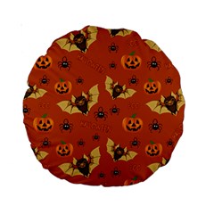 Bat, pumpkin and spider pattern Standard 15  Premium Round Cushions