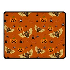 Bat, Pumpkin And Spider Pattern Double Sided Fleece Blanket (small)  by Valentinaart