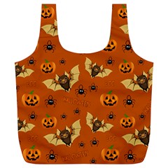 Bat, Pumpkin And Spider Pattern Full Print Recycle Bags (l)  by Valentinaart