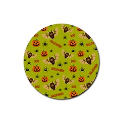 Bat, pumpkin and spider pattern Rubber Coaster (Round) 