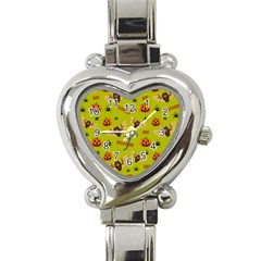 Bat, pumpkin and spider pattern Heart Italian Charm Watch