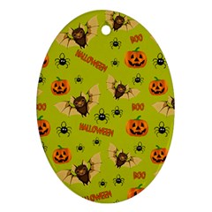 Bat, pumpkin and spider pattern Oval Ornament (Two Sides)