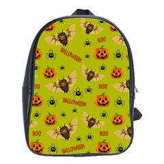 Bat, pumpkin and spider pattern School Bag (Large)