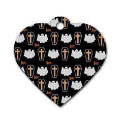 Ghost And Chest Halloween Pattern Dog Tag Heart (one Side) by Valentinaart