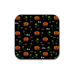 Pumpkins - Halloween Pattern Rubber Coaster (square)  by Valentinaart