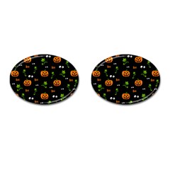 Pumpkins - Halloween Pattern Cufflinks (oval) by Valentinaart