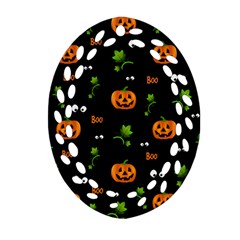 Pumpkins - Halloween Pattern Oval Filigree Ornament (two Sides)