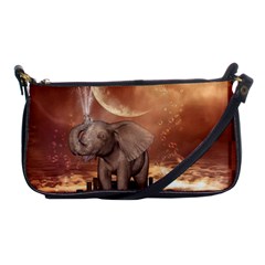 Cute Baby Elephant On A Jetty Shoulder Clutch Bags by FantasyWorld7