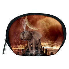 Cute Baby Elephant On A Jetty Accessory Pouches (medium)  by FantasyWorld7