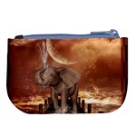 Cute Baby Elephant On A Jetty Large Coin Purse Back